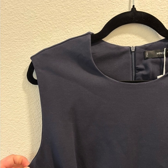 NWT Mango Roma-Knit Sleeveless Dress in dark navy, size US 10 - Picture 7 of 8